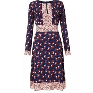 Boden Navy & Conker Clover Daisy Midi dress